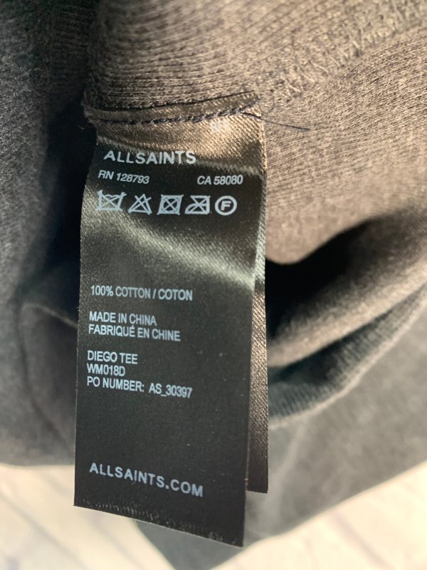 Top Short Sleeve Designer By All Saints In Black & Grey, Size: S Online Hot Sale - Image 4