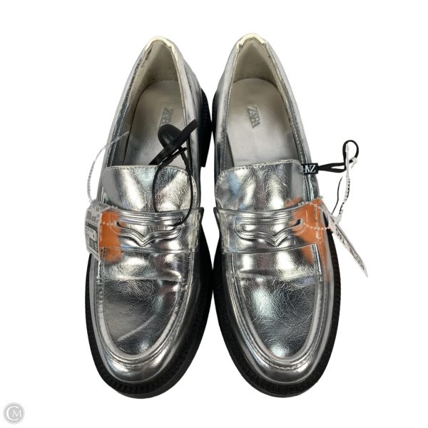 Shoes Heels Platform By Zara In Silver, Size: 8.5 Online Hot Sale