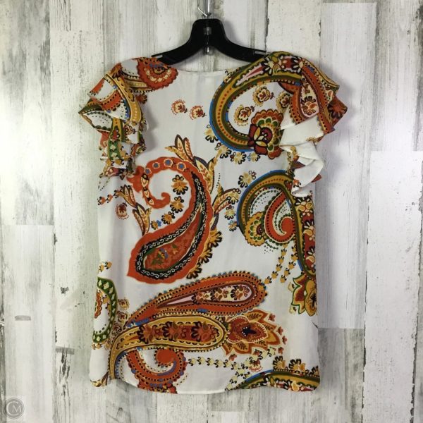 Blouse Short Sleeve By Chaus In Orange & White, Size: M For Cheap - Image 2