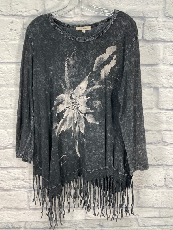 Top Long Sleeve By Jess And Jane In Grey & White, Size: Xl Online Sale