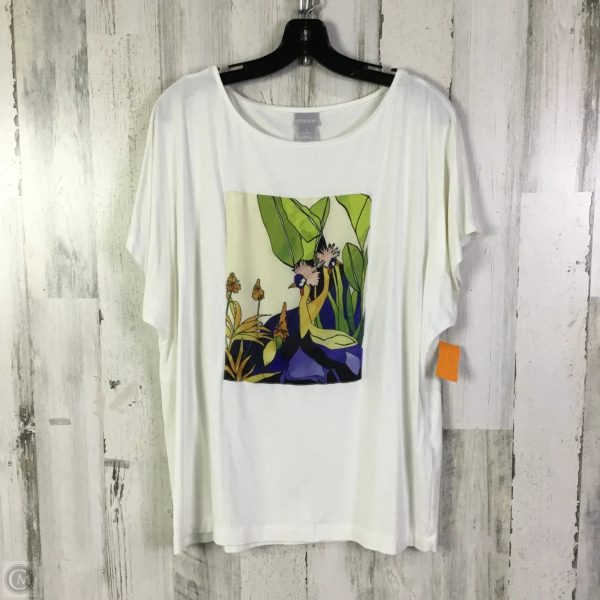 Top Short Sleeve By Chicos In White, Size: Xl For Cheap