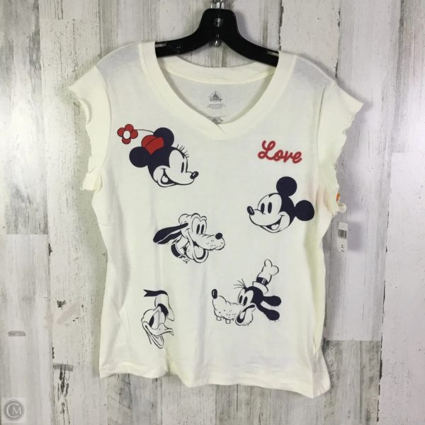 Top Short Sleeve By Disney Store In Cream, Size: M Cheap