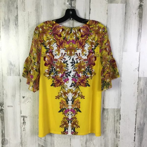 Top Short Sleeve By Jm Collections In Yellow, Size: M on Sale - Image 2